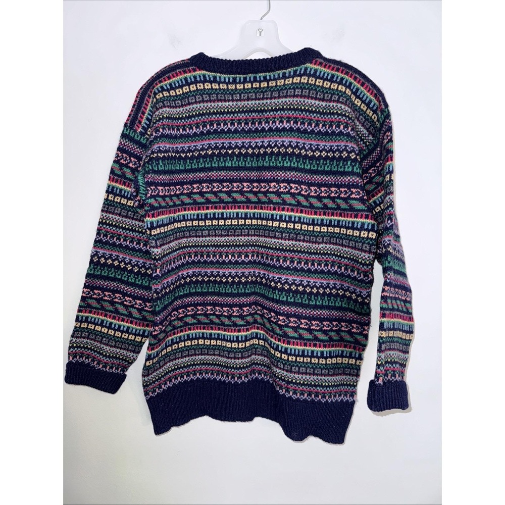 Vintage Laura Ashley Medium Large Wool Nordic Sweater Fair Isle - Picture 5 of 6